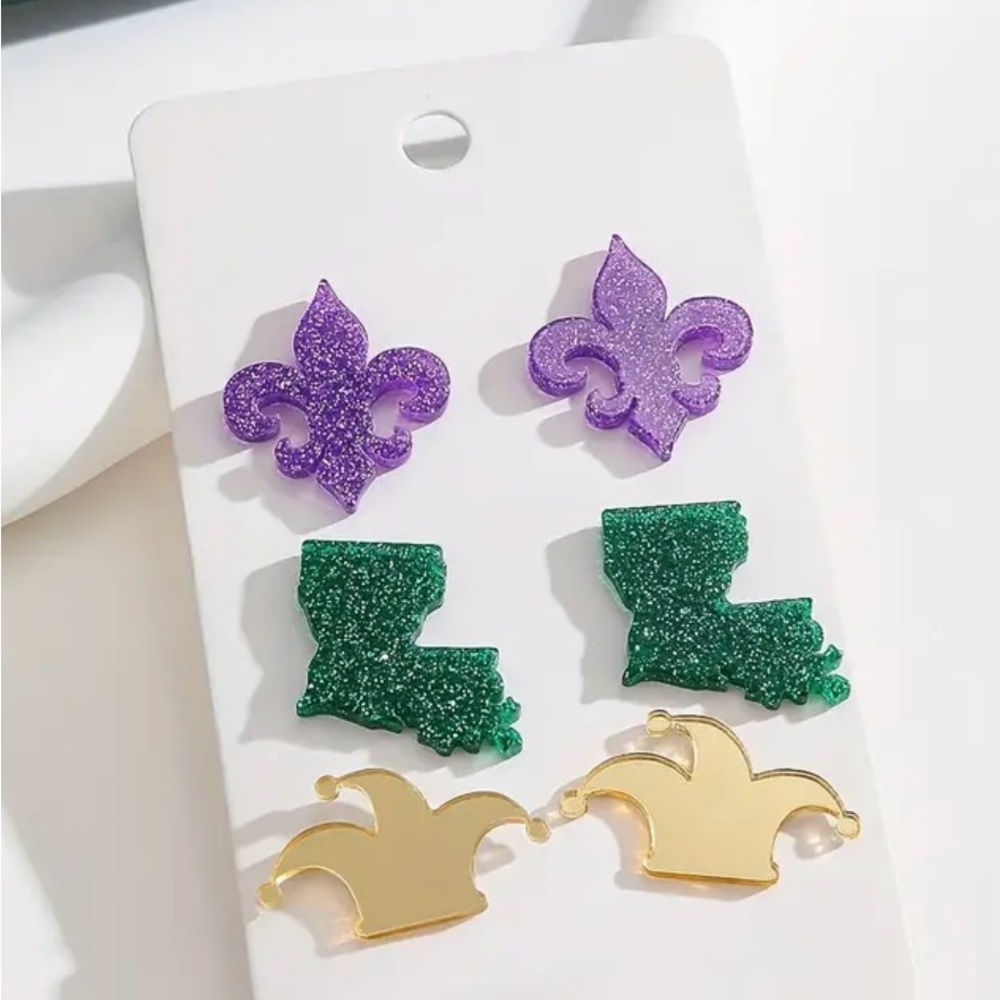 Mardi Gras Stud Earrings